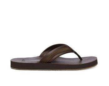 Tong Sanuk Hullsome Cuir St Hemp Homme Marron Foncé | FR 296EBC